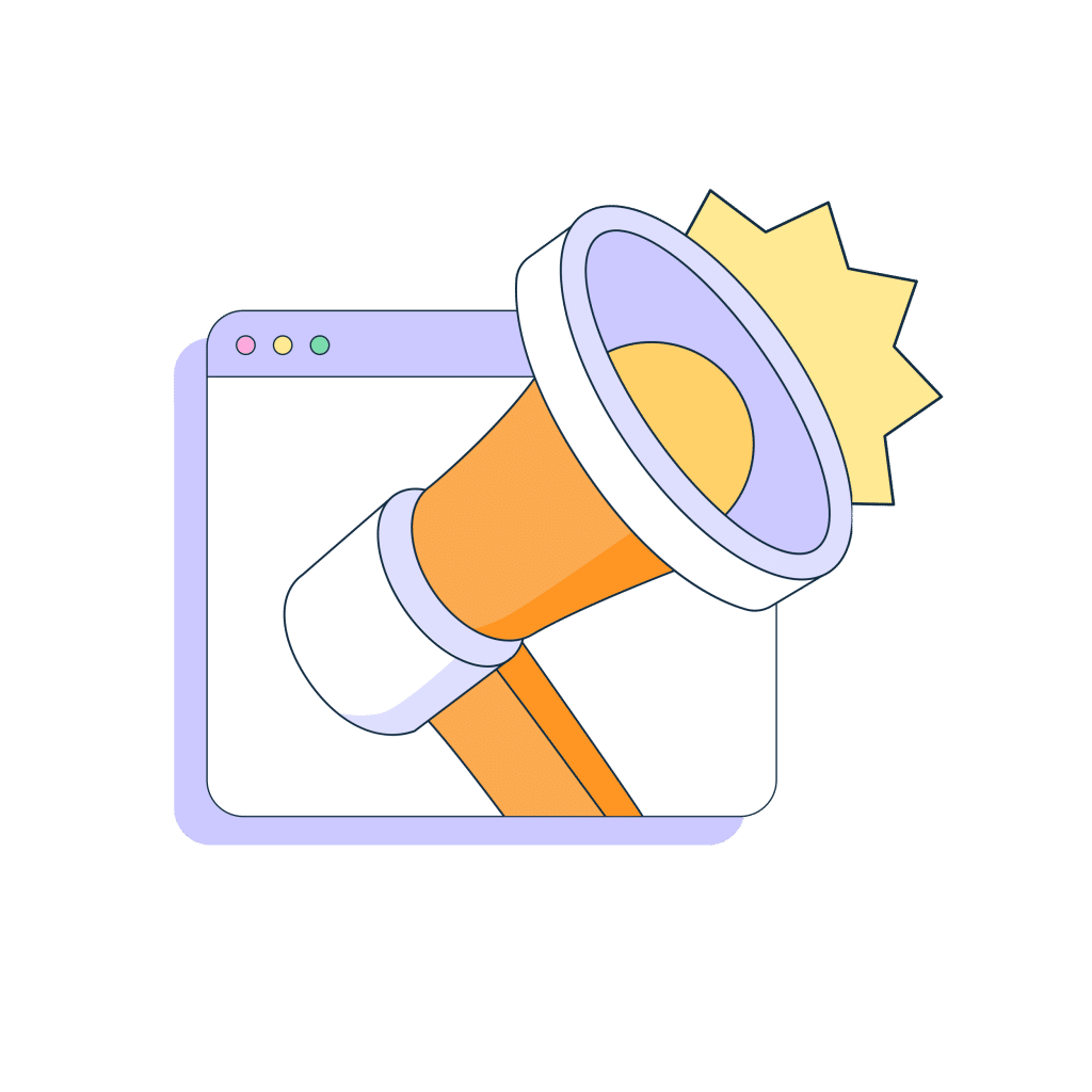 web penceresinin içinde megafon