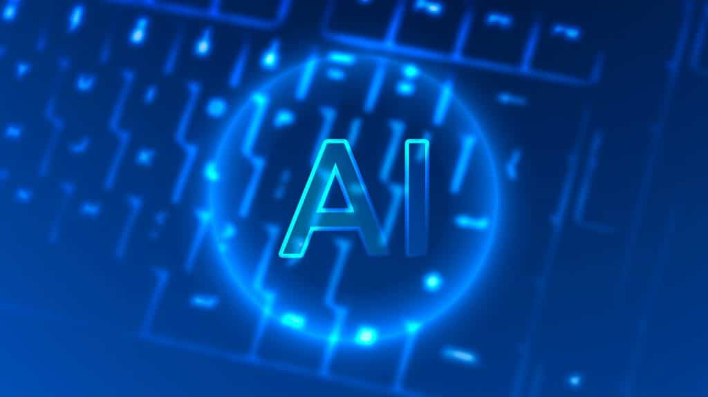 Neon AI on a keyboard