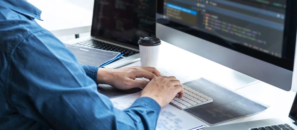 Professional Development programmer working in programming website a software and coding technology